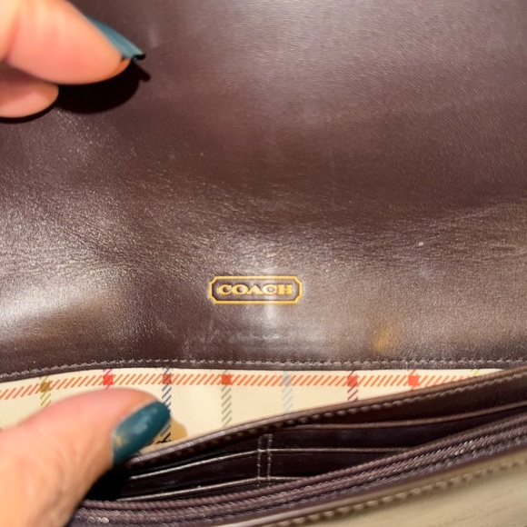 Coach Bleecker Brown Patent Leather Wallet Wristlet Clutch Credit Card